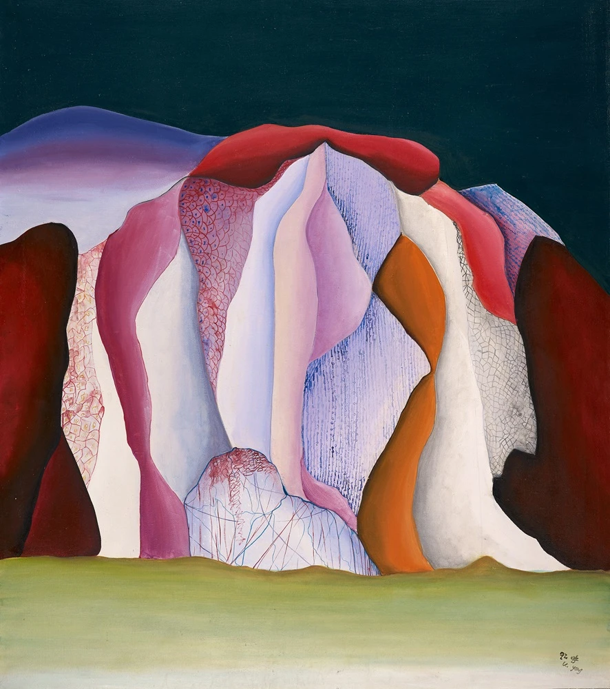 梁光子，《山路》，1972，油彩、蛋彩、畫布，117×102cm。-圖片